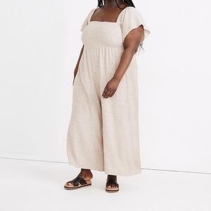 Madewell Linen Lucie Smocked Wide-Leg Jumpsuit
